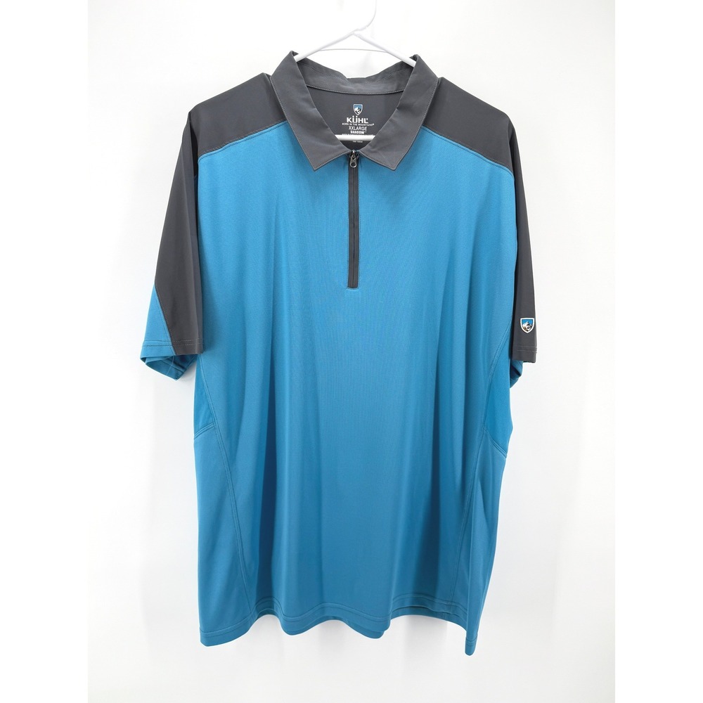 Kuhl Shadow 1/4 Zip Polo Blue Gray Shirt Hiking Gorp Performance Outdoor Men XXL